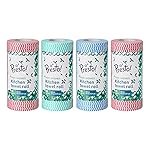 Presto! Non-Woven Kitchen Towel Roll | 80 Pulls (Pack of 4) | Size: 23 x 21 cm | Wavy Pattern (Red, Blue & Green) | Washable and Reusable | Highly Absorbent | For Daily Use
