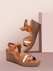 Bata Women Brown Woven Design Wedges