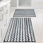 Cortina Microfiber Striped Design Anti-Skid Bath Mats | Soft & Super Absorbent Mats for Shower | Washable, Non-Slip & Quick-Drying Mats, 40×60 CM | Pack of 2 (Black/Blue)