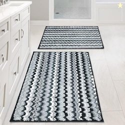 Cortina Microfiber Striped Design Anti-Skid Bath Mats | Soft & Super A