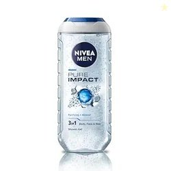 NIVEA MEN Pure Impact 250ml Body Wash| Shower Gel for Face, Body & Hai
