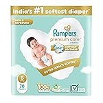 Pampers Premium Care Pant Style Baby Diapers | Small (S size) | 70 Count | Voted India’s Softest | All-in-1 with 360 Cottony Softness Diapers | 4-8kg