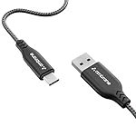 Ambrane Type C Cable 3A Fast Charging 1M Braided Cable for Iphone Smartphones, Tablets, Laptops & other Type C devices, 480Mbps Data Sync, Quick Charge 3.0 (RCT 10, Black)