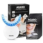 AGARO Dazzle Instant Teeth Whitening Kit with 14 Pcs Strips, Manual Dental Whitening Kit for adults, Oral Care, 24 Blue LED Light, Rechargeable, Removes Teeth Stains, Non Sensitive, Gentle & Safe