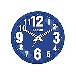 Solimo 12-Inch Bold Numeric with Silent Movement Modern Plastic Wall Clock – Blue, Analog