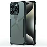 Solimo Shockproof Crystal-Clear Back Cover for iPhone 16 Pro Max | 360Â° Protection (PC & TPU, Black Bumper)