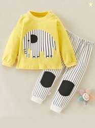 Bold N Elegant Kids Striped Pure Cotton T-shirt with Joggers