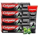 Colgate Charcoal Clean Black Gel whitening Toothpaste, 480 gm (120g x 4), Bamboo Charcoal and Wintergreen Mint for a Clean Mouth Experience