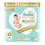 Pampers Premium Care Pant Style Baby Diapers | Large (L size) | 44 Count | Voted India’s Softest | All-in-1 with 360 Cottony Softness Diapers | 9-14kg