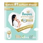 Pampers Premium Care Pant Style Baby Diapers, Newborn/X-Small (NB/XS), 70 Count, 4-6kg, All-in-1 with 360 Cottony Softness Diapers