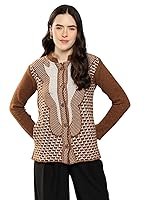 Aarika Womens Winter Wear Green Colour Zig Zag Woolen Cardigan