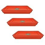 TrustBasket UV Treated Square Bottom Tray(Plate/Saucer) Suitable for 6 inch Square Plastic Pot – Terracotta Color – Set of 3 | Heavy Duty Highly Durable Plant saucer Gamla for Indoor Home Decor & Outdoor Balcony Garden