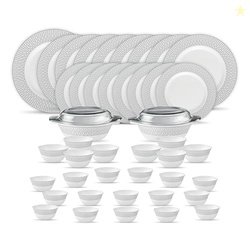 La Opala Diva Velvett Collection Opal Glass Crockery | for Family of 8