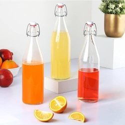 CELLO Aquaria Glass Water Bottle Set of 3 Pcs For Daily Use 1000 ml, T