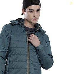 The Indian Garage Co Men Blue Slim Fit Solid Puffer Jacket