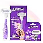 Bombae Rollplay Glow Body Razor for Women and Cartridges Pack of 2 | Hair Removal for Women | For Hands, Legs, Bikini and Underarms