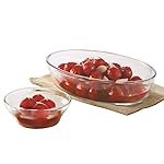Borosil Klip & Store Glass Container for Kitchen – Round and Oval Containers | Microwave and Oven Safe | Ideal for Serving, Baking – Set of 2 (170ml)