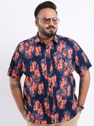 HIGHLANDER Plus Size Floral Printed Cotton Casual Slim Fit Shirt