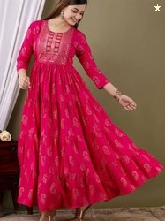 RAINDROP Women's Embroidered Ethnic Motifs Yoke Design Sequinned Ethni