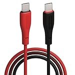 Portronics Hue X 60W Dual Tone Colour Type C Fast Charging Cable for Smartphones, Tablets,iPads, Laptops & Other Type C Devices, 480Mbps Data Sync, Premium Braided Cable(Black & Red)
