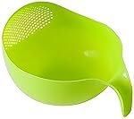 Plastic Rice Washing Filter Strainer Basket Colander Sieve Fruit Vegetable Bowl Drainer Cleaning Tools Home Kitchen Kit Unbreakable (Strainer), 11L x 11W x 10H cm, Green
