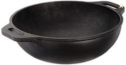 Amazon Brand - Solimo Pre-Seasoned Cast Iron Kadhai, 10 Inches (25 cm)