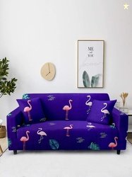 Aura Blue Conversational Spandex Anti Slip Straight 3 Seater Sofa Cove