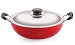 Nirlon Nonstick Aluminium Deep Fry Kadai/Wok 22cm with Stainless Steel Lid, Capacity 2.2 Litre(26mm_Classic_DKD(M))