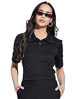 Selvia Women’s Textured Lycra Solid T-Shirt