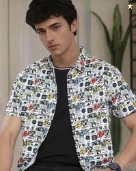 THE INDIAN GARAGE CO Printed Shirt with Curved Hemline