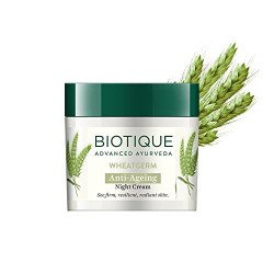 Biotique Wheat Germ Anti- Ageing Night Cream | Reduces Fine Lines | Li