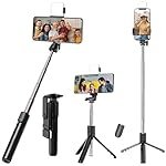 Kratos K2 Selfie Stick with Tripod Stand, 3 in 1 Multifunctional Design, Rechargable LED Light with Two Brighness Levels for Make up,Selfie, Vlogging & Photo Shoot, Selfie Stick with Bluetooth Remote