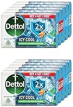 Dettol Icy Cool Bathing Soap Bar With 2x Menthol (625gm), 125gm, Pack of 10