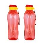 ATTRO Drinkware Gym 1.5L BPA-Free Water Bottle with Leak-Proof Flip-Top Cap, Nylon Strap and Stylish for Daily Hydration- Red Set of 2, Plastic