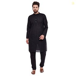 SOJANYA (Since 1958 Men's Black 100% Chicken Cotton ONLY Long Kurta