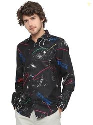 Highlander Men's Slim Fit Shirts | Printed | Long Sleeves | Spread Col