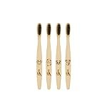 Manual Bamboo Toothbrush | Charcoal Activated | Soft Bristles Brush Toothbrush | Natural & Ecofriendly Oral Care | Biodegradable Brush For Kids | Kids Tootbrush, Pack Of 4