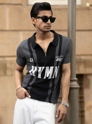 Powerlook Typography Printed Polo Collar Pure Cotton T-shirt