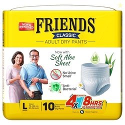 Friends Classic Adult Diaper L Size Pants | 10 Count (Large) | Waist 3
