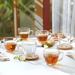 Borosil 200ml Oasis 6pc Mug Set | Made in India Borosilicate Glass Cup