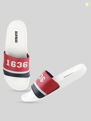 Harvard Men White Striped Sliders