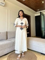 ELEPANTS Women Khadi Cotton Kurti Palazzo Set