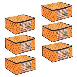 PrettyKrafts Set of 6 Non-Woven Printed Foldable Saree Covers/Wardrobe