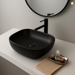 OSOSAM 18 x 13 x 5.5 inch Ceramic Matte Black Vessel Sink  Sleek Count