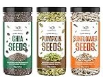 GreenFinity Healthy Seeds Combo Pack- Pumpkin-150g, Sunflower-150g, Chia Seeds-175g | Rich in Fiber, Omega and Nutrients | Gluten Free Seeds for Weight Management, Snacks, Smoothies, Baking and Salads