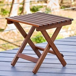 VDIX Handmade Wooden Outdoor Adirondack Natural Brown Foldable Coffee