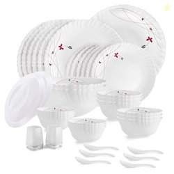 CELLO Lush Fiesta Dazzle Series Opalware Dinner Set of 37 Pieces for F
