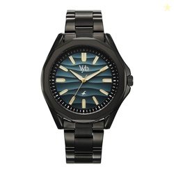 Fastrack Vyb Drift Quartz Analog Blue Dial Black Stainless Steel Strap