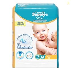 Amazon Brand - Supples Premium Baby Diaper Pants | 72 Baby Diapers | M