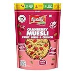 Kwality Muesli Cranberry, Fruits, Seeds & Crunch 400g | 69% MultiGrains Mix | Goodness Millets Brown Rice & Oats | High-Fibre, Protein-Rich Multigrain Breakfast Cereal with Rolled Oats, Super Seeds & Real Cranberries | No Preservatives